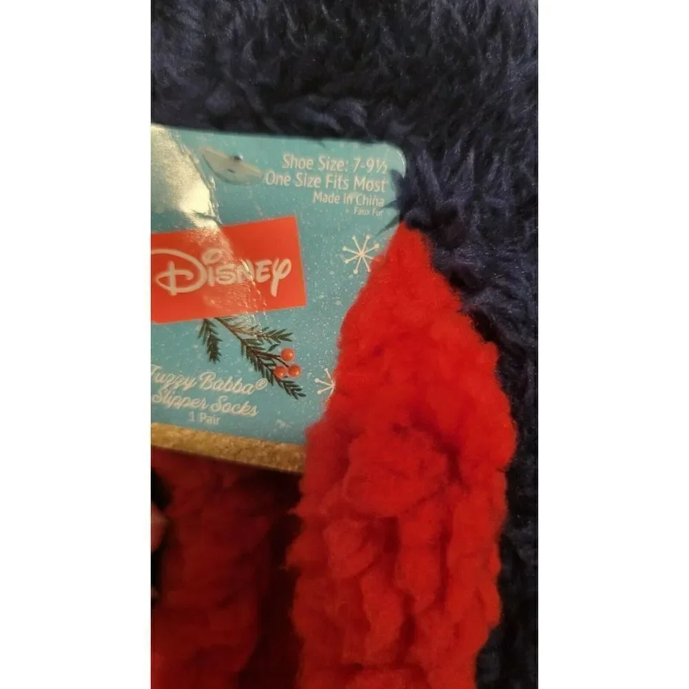 ❤️Disney Lilo & STITCH Faux Fur Sherpa Slipper Socks Anti Slip Sz 7 - 9.5 one Sz